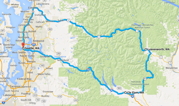 Day ride to Leavenworth map