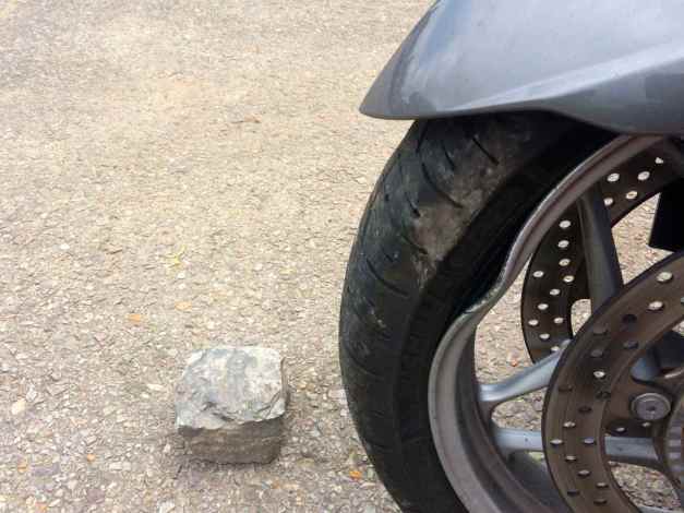 Front wheel damage from the rock and the rock I hit