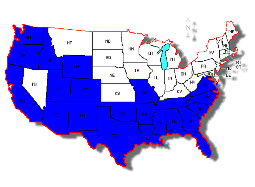 SST States of the US map