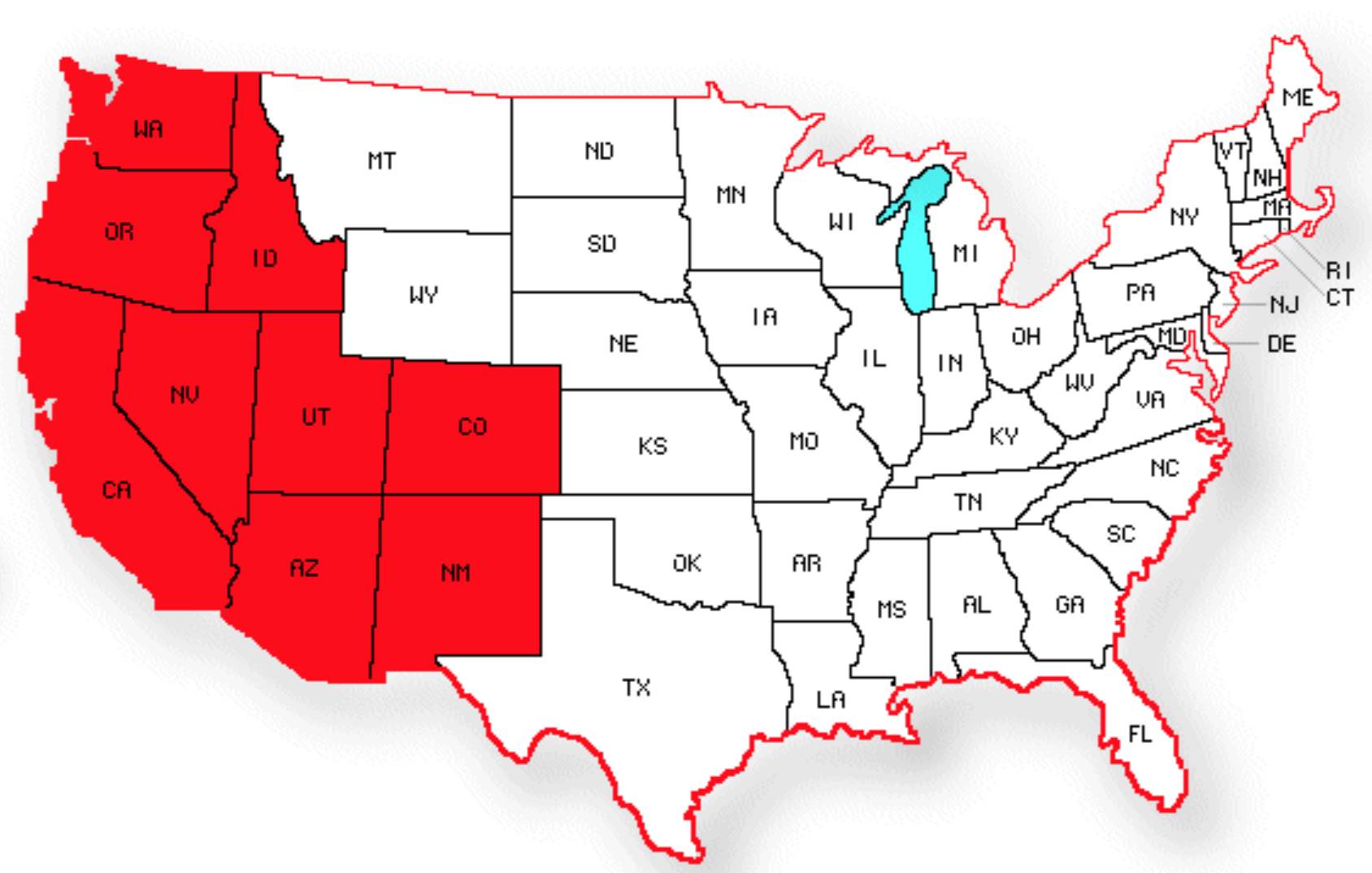 2018 Western Tour - States visited
