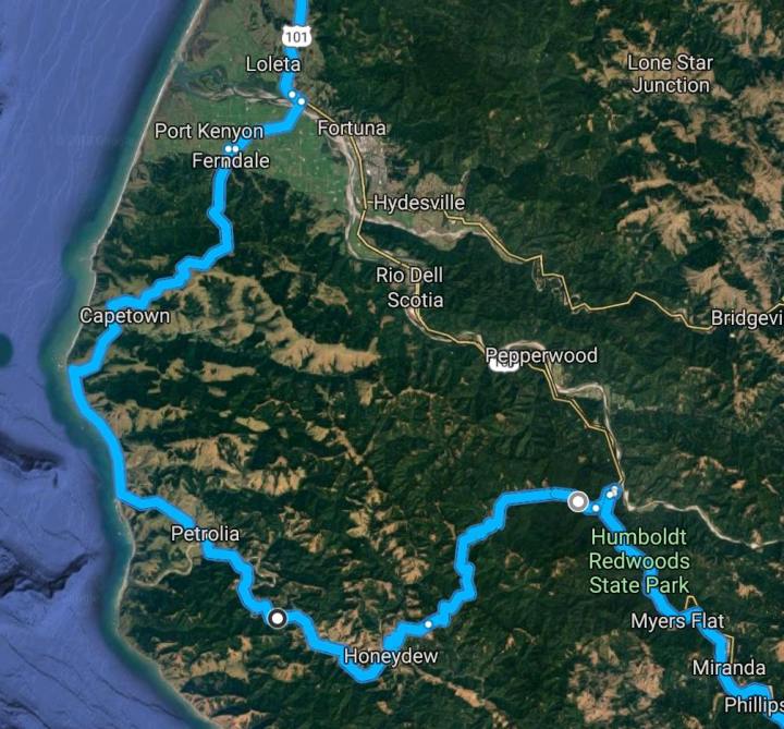 Mattole Road - sat view