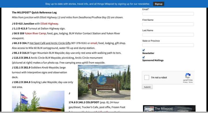 Milepost Quick Ref MP sites