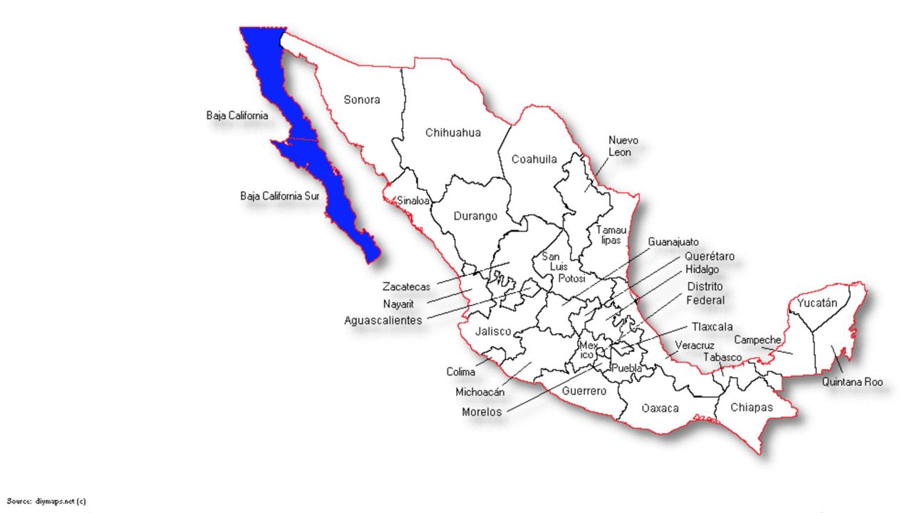 Map of mexico - baja