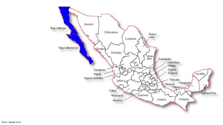 Map of mexico - baja